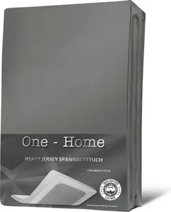 Простыня на резинке из джерси, мягкий плотный хлопок на резинке по всему периметру, цвет: серый, размер: 140х200 см - 160х220 см One-Home