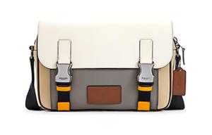 Кожаная курьерская сумка через плечо, средний размер, мужская, белый и лаймово-серый COACH