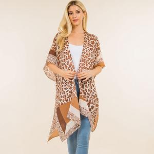 Легкий леопардовый кимоно-пончо с открытым передом TRUEDAMES