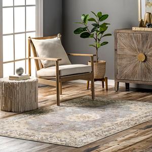 Ковер nuLOOM, 122 x 183 см, с машинной стиркой, устойчивостью к пятнам и противоскользящей основой, низкопрофильный для гостиной, спальни и столовой, Ren Light Grey