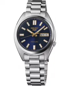 Мужские спортивные часы с серебряным браслетом из нержавеющей стали, 5 цветов, 37,4 мм Seiko, blue