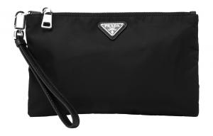 Нейлоновая сумка на запястье клатч мужская черная PRADA