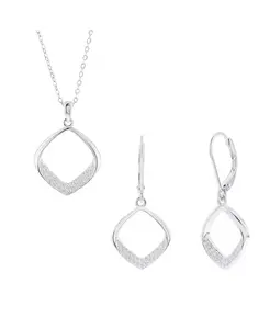 Комплект из колье и серег из стерлингового серебра с фианитами в форме бриллиантов Simona, silver