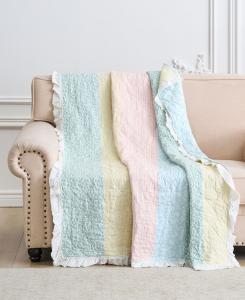 Хлопковый двусторонний стеганый плед, 50 x 60 дюймов Greenland Home Fashions, Pastel Ruffled