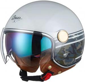 Шлем мотоциклетный Shizicong Vespa, серый / хаки