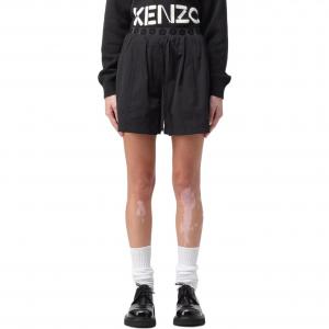 Короткие шорты с вышивкой цветов Boke и шнурком KENZO, черные