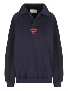 Вышитый топ с воротником-поло Giada Benincasa, синий