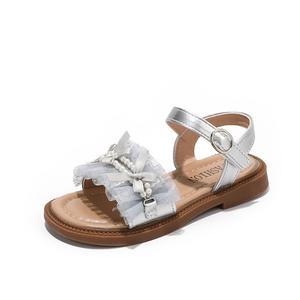 Детские сандалии с низким верхом, нескользящие, износостойкие, дышащие NEZHACHAOHAI, серебряный