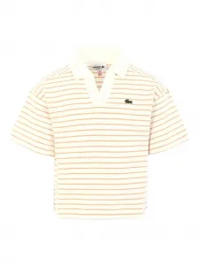 Полосатая рубашка поло с короткими рукавами Lacoste Kids, нейтральный