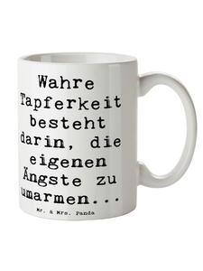 Кружка с надписями Мужество и Объятие белого цвета Mr. & Mrs. Panda