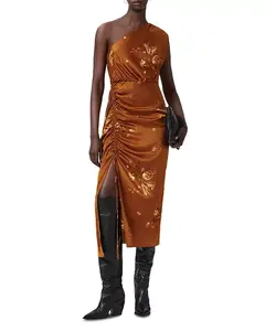 Платье миди на одно плечо от Laura Allsaints, коричневый