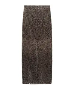 Юбка с пайетками Rotate Birger Christensen, коричневый