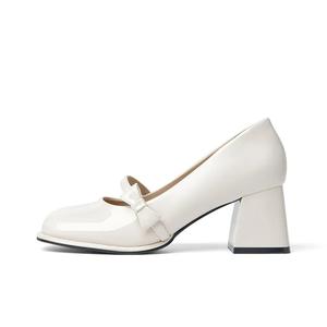 Туфли Mary Jane на массивном каблуке от Dawei's House в подарочной упаковке, цвет экрю, цвет Ecru