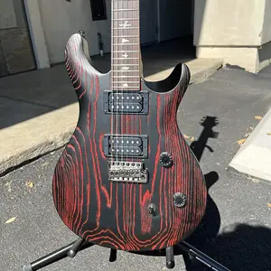 PRS SE Sandblasted CE 24 LTD, пескоструйная обработка, красная