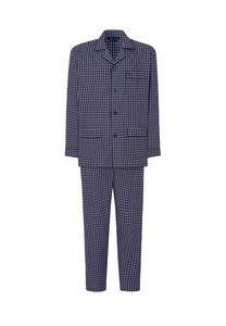 Мужские пижамы из поплина с длинным лацканами в клетку, синие El Búho NOCTURNO, синий
