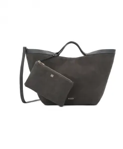 Большая сумка, изготовленная из комбинации замши и натуральной кожи. Kazar, серый