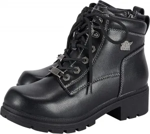 Женские мотоциклетные ботильоны GARGOYLE BELLS на молнии, черные, на шнуровке, байкерские ботинки на низком каблуке для женщин, Black