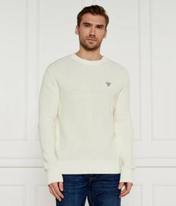 Джемпер мужской Guess Jeans вязаный с логотипом бренда, экрю