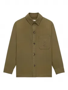 Рубашка Cassandre с накладным карманом Saint Laurent, зеленый