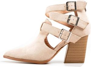 Женские туфли YDN с заостренным носком, на каблуке, массивный средний каблук, ботильоны с вырезами, ремешками и пряжками, размер 4-15 US, Nude