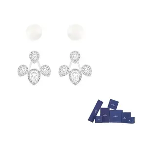 Swarovski Бижутерия, искусственный кристалл, жемчуг, сплав, серьги, женские, silver