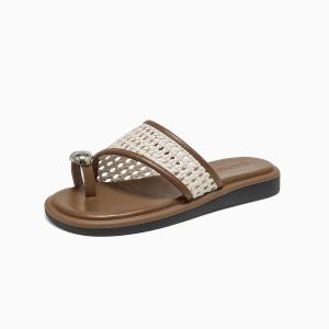 Женские плетеные шлепанцы с резиновой подошвой GEMEIQ, Ecru