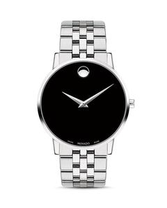 Классические часы Movado Museum из нержавеющей стали, 40 мм, серебряный