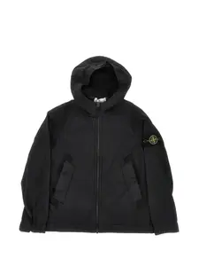Куртка на молнии с капюшоном Stone Island Junior, черный