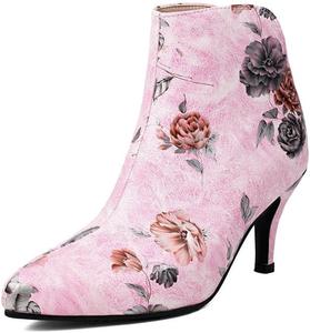 Женские ботильоны с заостренным носком, каблук-стилетто, цветочный принт, короткие ботинки для женщин Glglgege, Pink