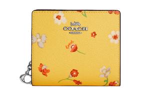 Кошелек-кардхолдер Snap Leather для женщин желтый COACH