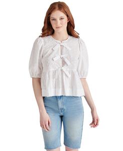 Женская хлопковая блузка Paula с перфорацией и завязками спереди Steve Madden, White