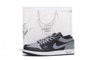 Баскетбольные кроссовки Air 1 с антискользящим и износостойким покрытием, низкие, винтажные, унисекс, черно-серые Jordan, Gray Black