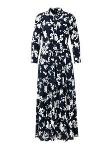 MADELEINE Длинное платье с принтом, темно-синее/белое