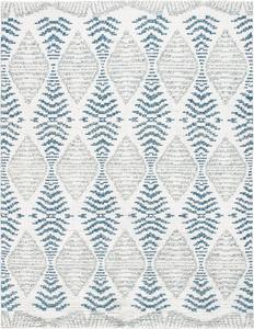 Ковер SAFAVIEH, 275 x 366 см, Kenya Collection, Blue & Ivory, ручная вязка, племенной узор, шерсть, идеально для помещений с высокой проходимостью в гостиной, спальне (KNY175M)