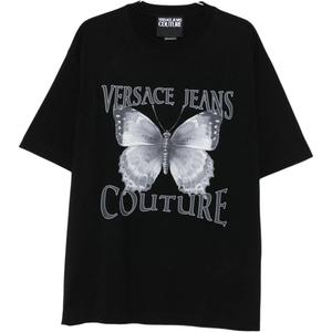 Футболка с принтом бабочки VERSACE JEANS COUTURE, черный