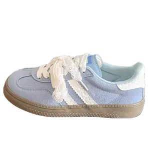 JimiXiong Женские низкие скейтерские кеды с ленточным декором в синем цвете, цвет Blue (Ribbon Accessory)
