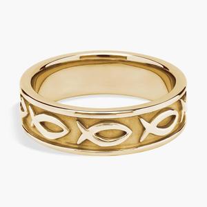 Обручальное кольцо Ихтис из 18-каратного желтого золота (7 мм) Blue Nile