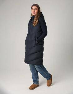 Стеганый жилет миди French Connection с капюшоном темно-синего цвета