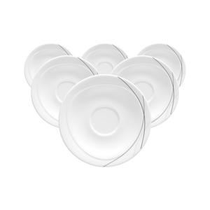 Сельтманн Вейден блюдце Завтрачные блюдца Трио Хайлайн Ø 17,5 см, набор из 6 шт., бело-серые Seltmann Weiden, Weiß-grau