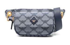 Кроссбоди поясная сумка MCM на одно плечо с кожаной отделкой, мужская синяя