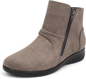 Женские ботильоны с круглым носком, низким каблуком и молнией, удобные и противоскользящие ACANER, Griege