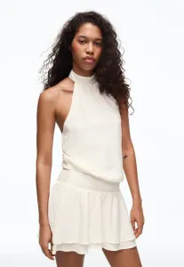 Платье-Миди в горошек Bershka, Beige