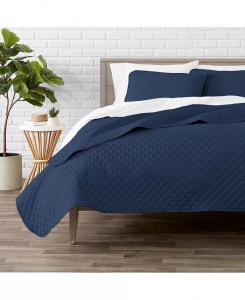 Ультрамягкое покрывало с ромбовидной прострочкой Twin/Twin XLong Bare Home, синий