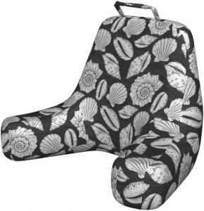 Наволочка для подушки для чтения Lunarable в морском стиле, с рисунком морских ракушек, моллюсков и ракушек, экзотических подводных обитателей, без наполнителя, из мягкой ткани, размер XL, угольно-серый и белый цвета., Charcoal Grey And White