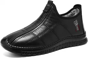 Зимние ботинки для мужчин, теплые снегоступы с флисовой подкладкой, ботинки до щиколотки с водонепроницаемой и нескользящей подошвой, обувь для работы на улице и походов в холодную погоду, для повседневного ношения Qacksv, черный