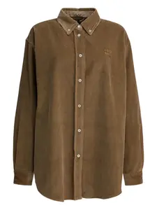 Вельветовая рубашка с нашивками на локтях Miu Miu, коричневый