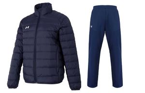 Повседневный спортивный костюм мужской с воротником стойкой Under Armour, set (темно-синий+collegiate синий)