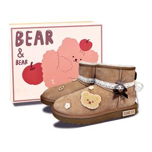 Классические мини пушистые термостойкие устойчивые к истиранию сбалансированные короткие снежные ботинки Women's Chestnut UGG, Chestnut Gift Box Set