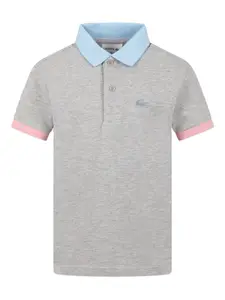 Рубашка поло в стиле колор-блок Lacoste Kids, серый