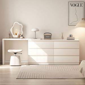 Yu Senyi Комод для спальни и гостиной настенный из массива дерева, 6 ящиков + угловой стол + зеркало